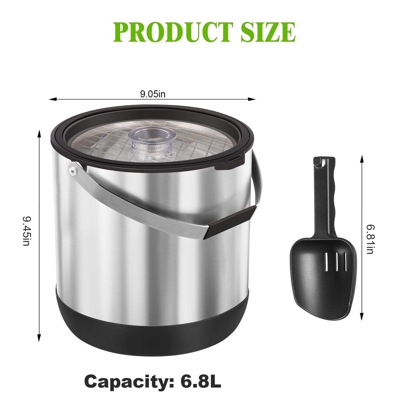 Silicone handles on FiveHome ice bucket provide a comfortable grip and transport ease