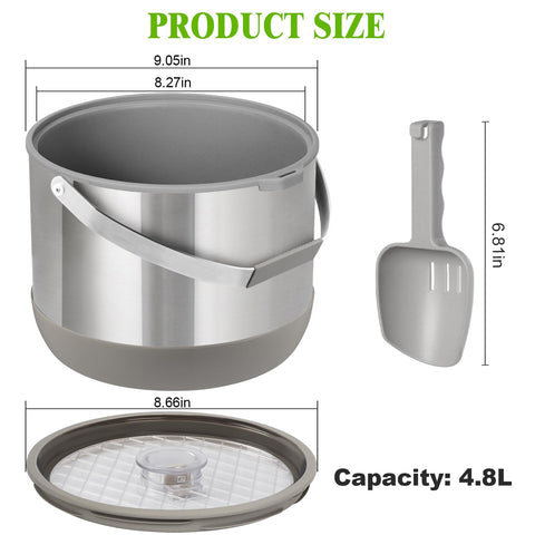 FiveHome ice bucket silicone handles provide secure grip during transport