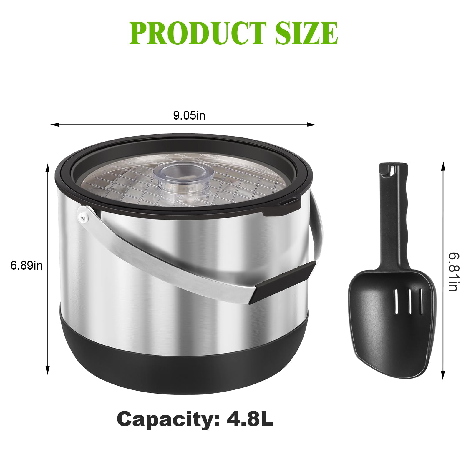 FiveHome ice bucket silicone handles for non-slip carrying.