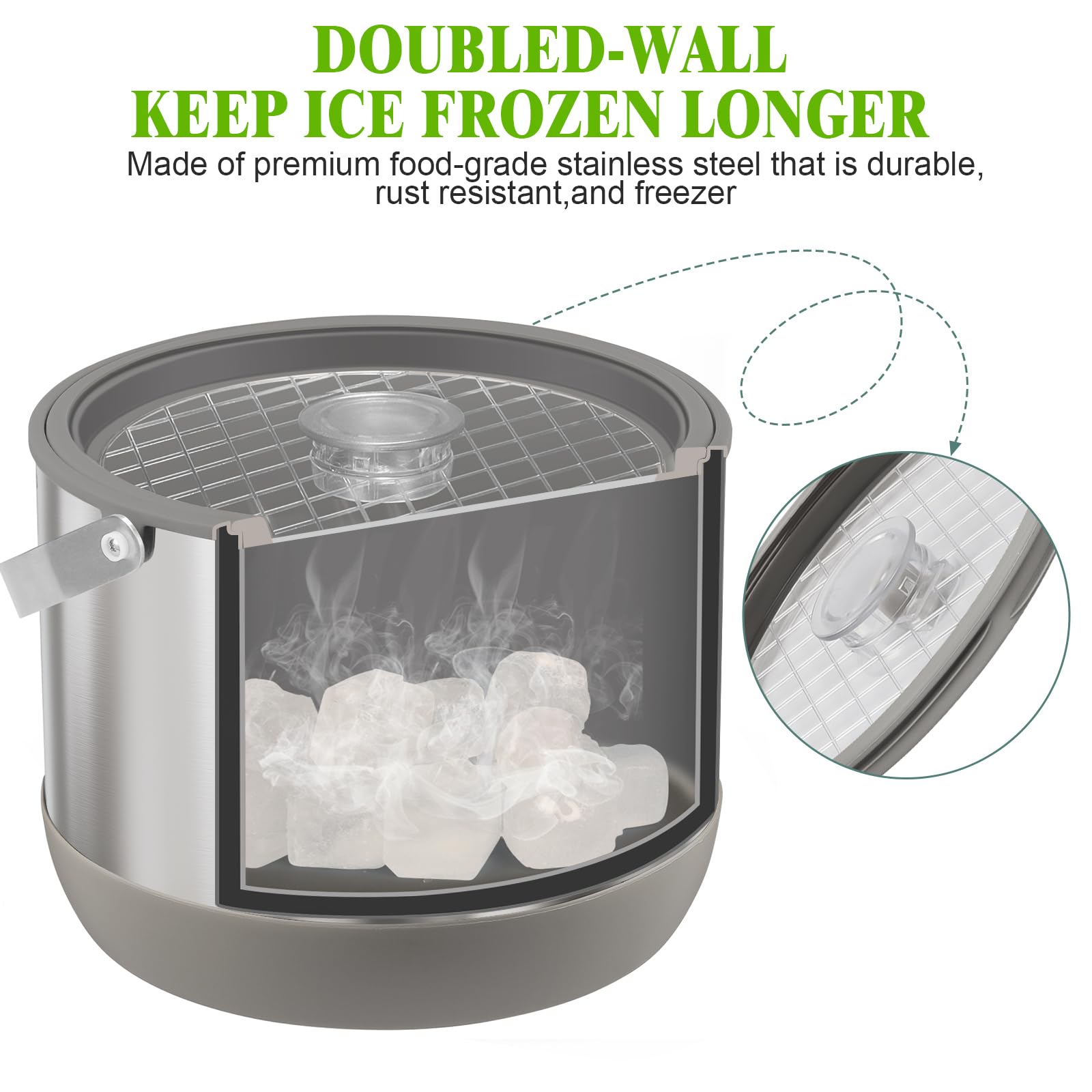 FiveHome bucket with stainless steel lid and scoop eases serving