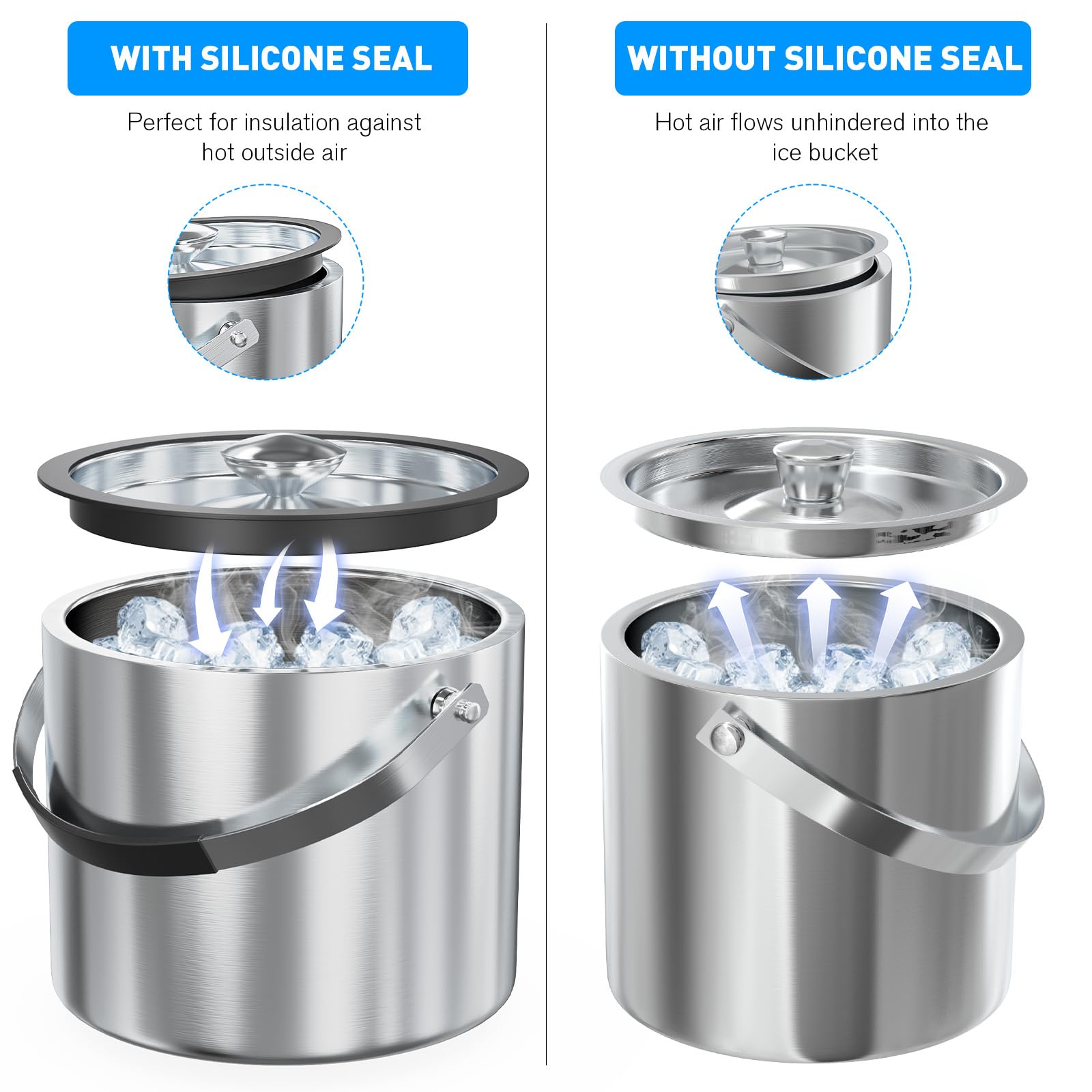 FiveHome melted-ice strainer helps keep water separate for fresh drinks.