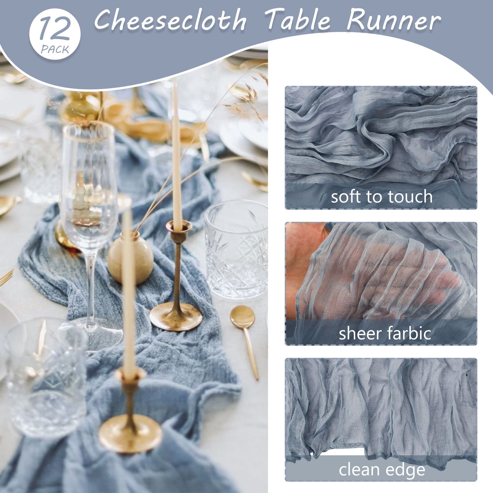 Fivenl boho gauze table runner ideal for chair covers and draping.