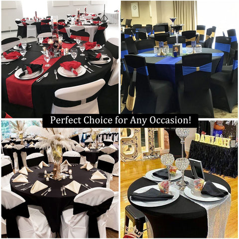 Buffet setup using Fivenl round tablecloth for an elegant display