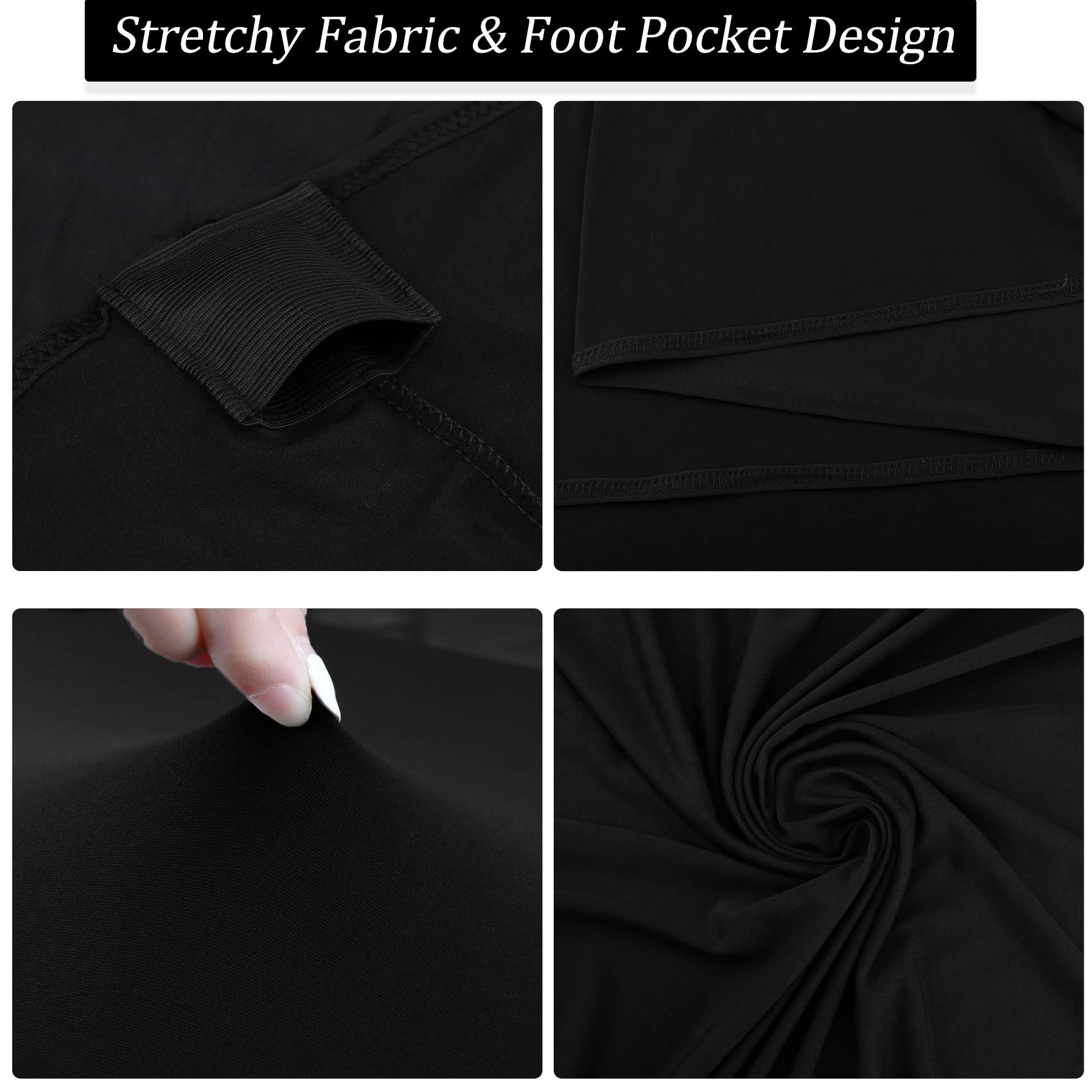 Fivenl durable thick spandex tablecloth folded and ready for storage