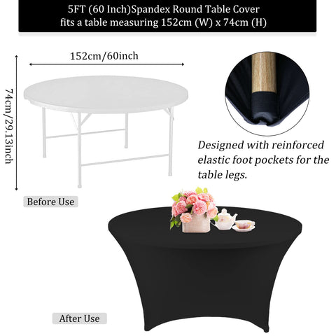 Fivenl tablecloth with reinforced elastic foot pockets stays secure on the table