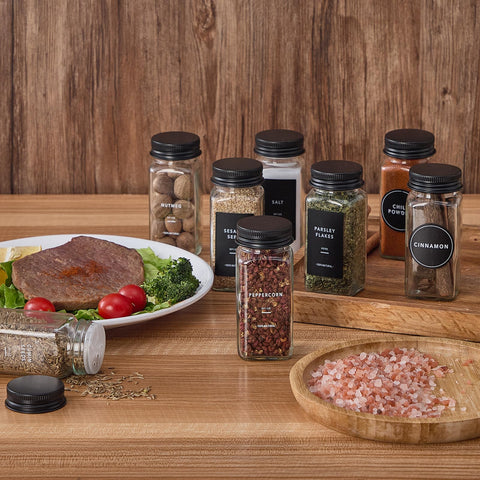 Fiwence complete spice jar set with pen and labels for neat storage.