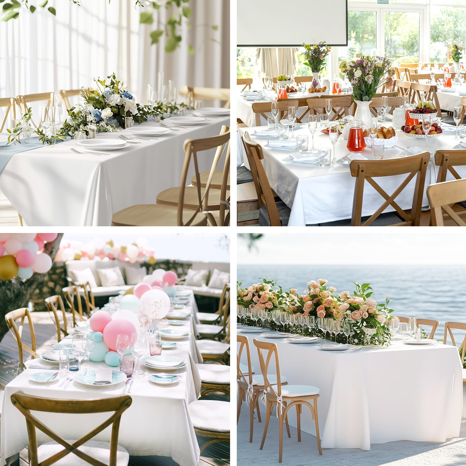 Fixwal 70x120 inches fits most rectangle tables for weddings.