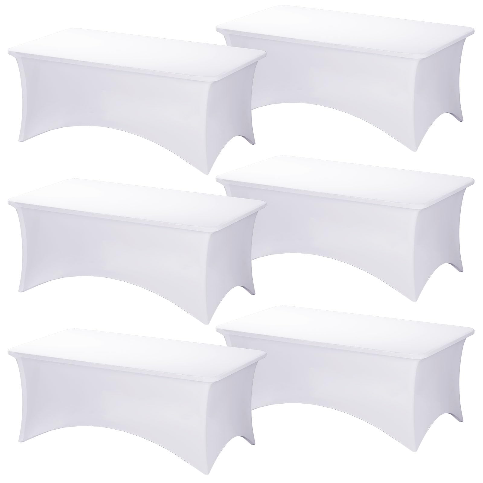 Fixwal 6-pack white rectangular tablecloth on a 6ft table for a clean, wrinkle-free look