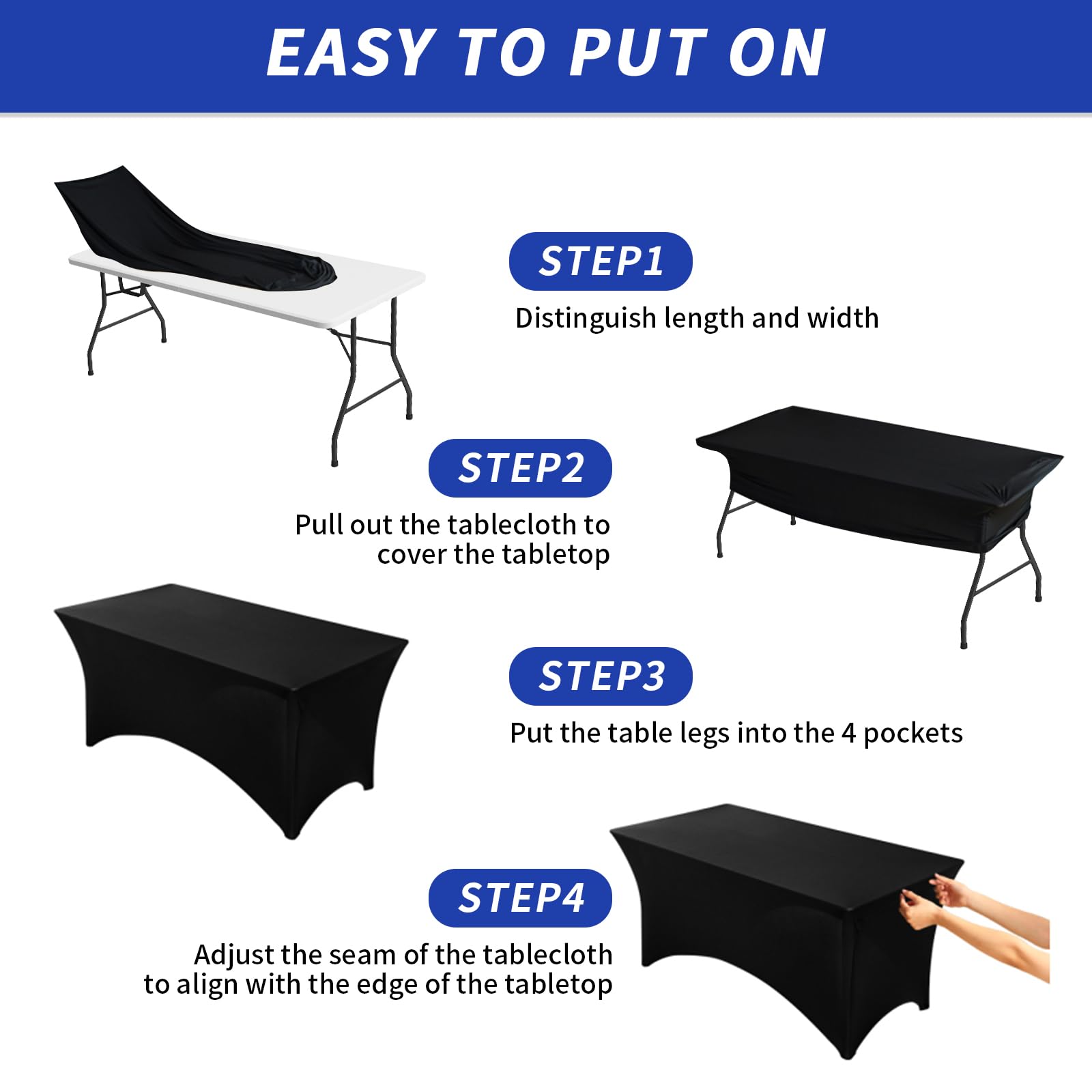 Fixwal black tablecloth on a wedding banquet setup adds elegant coverage.