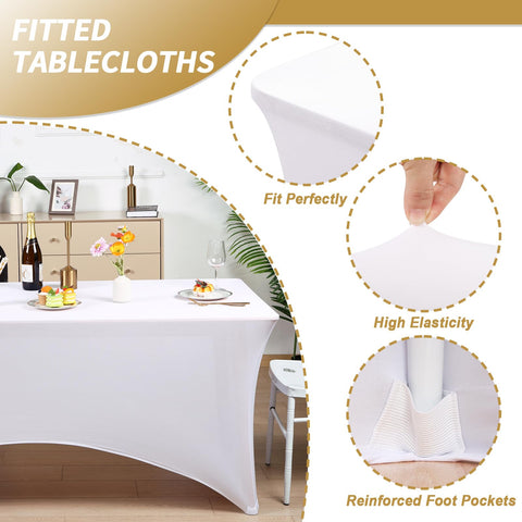 Fixwal four leg pockets tablecloth protects legs and prevents wear during events.