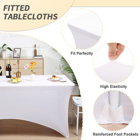 Fixwal tablecloth with leg pockets keeps the fitted cover secure on the legs