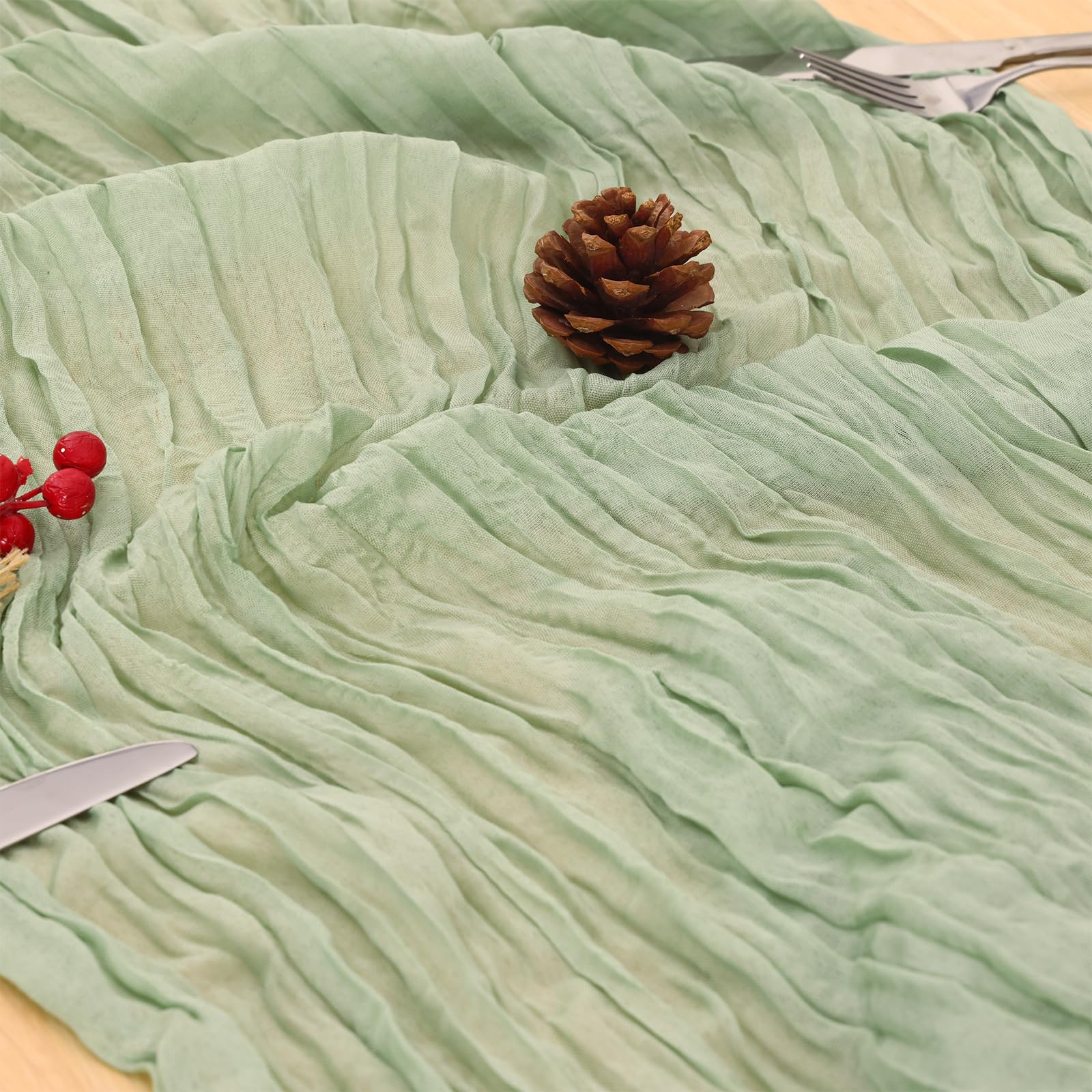 Fixwal semi-transparent gauze table runner adds soft glow to settings