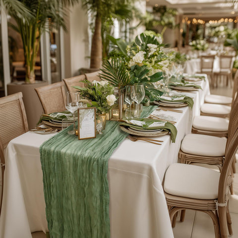 Fixwal 35x120 inch runner fits long tables with graceful overhang