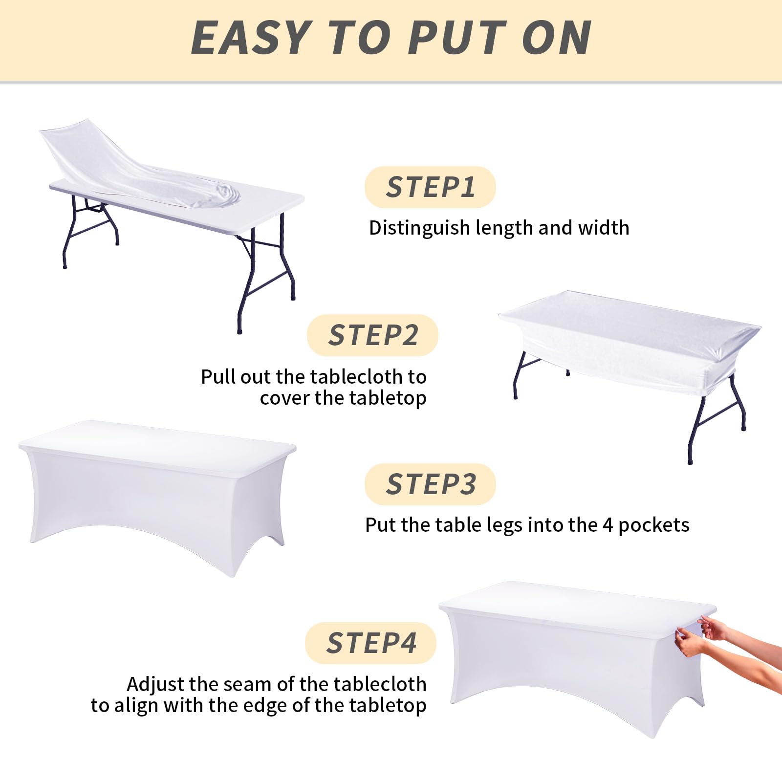 Fixwal white tablecloth is machine washable for easy reuse