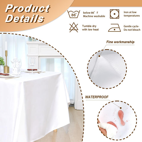 Fixwal wedding dining tablecloth bright white enhances pristine tablescapes under lights.
