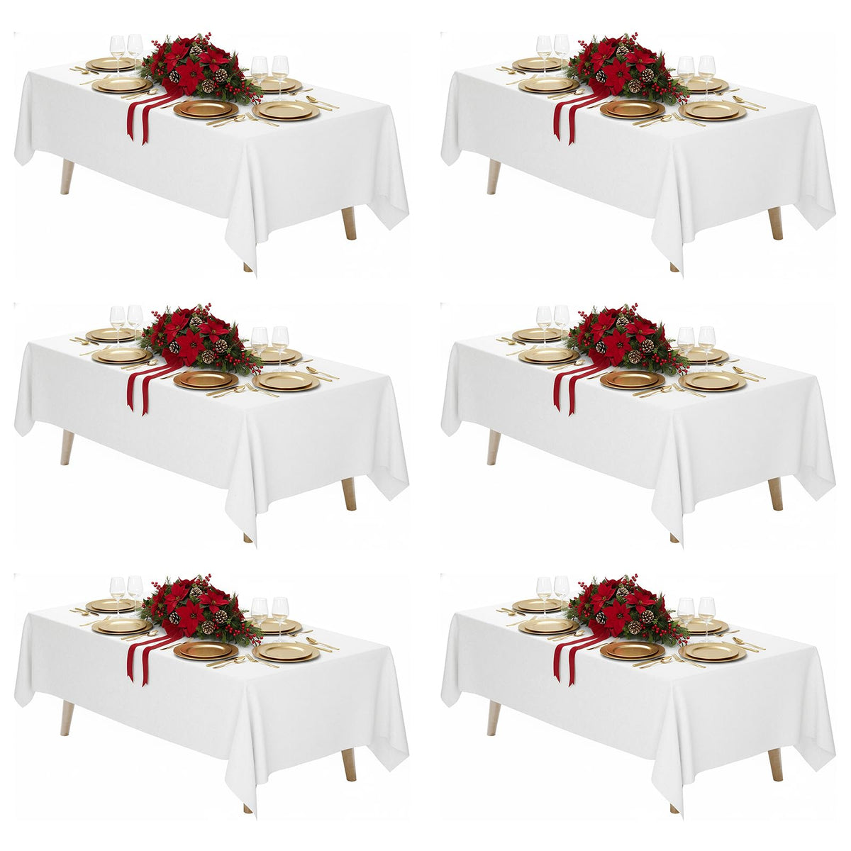 Fixwal white rectangle tablecloth 70x120 flatlay, durable and easy-care for quick cleanup.