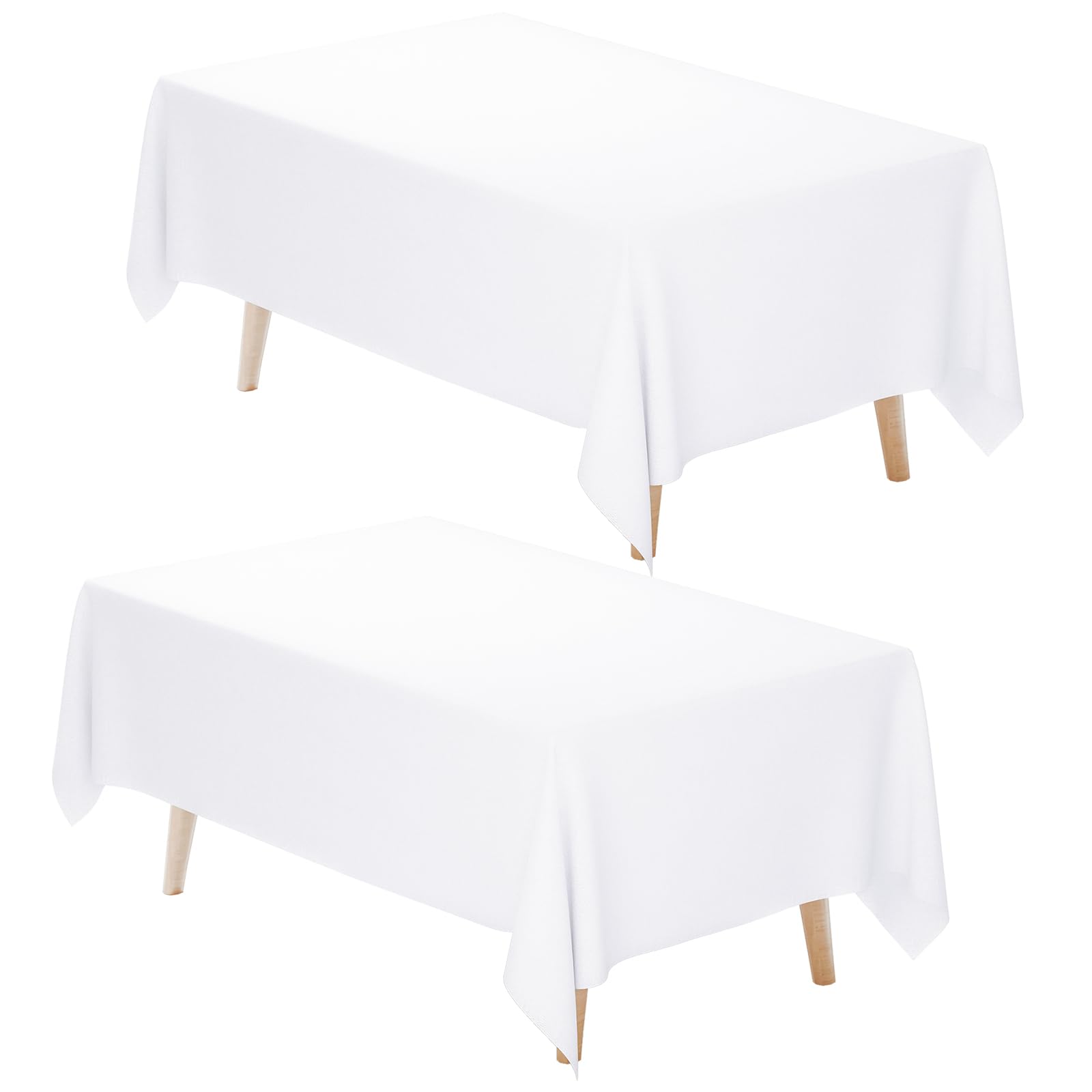 Fixwal white tablecloth on a 6 ft rectangular table with a 15-inch drop for elegant dining.