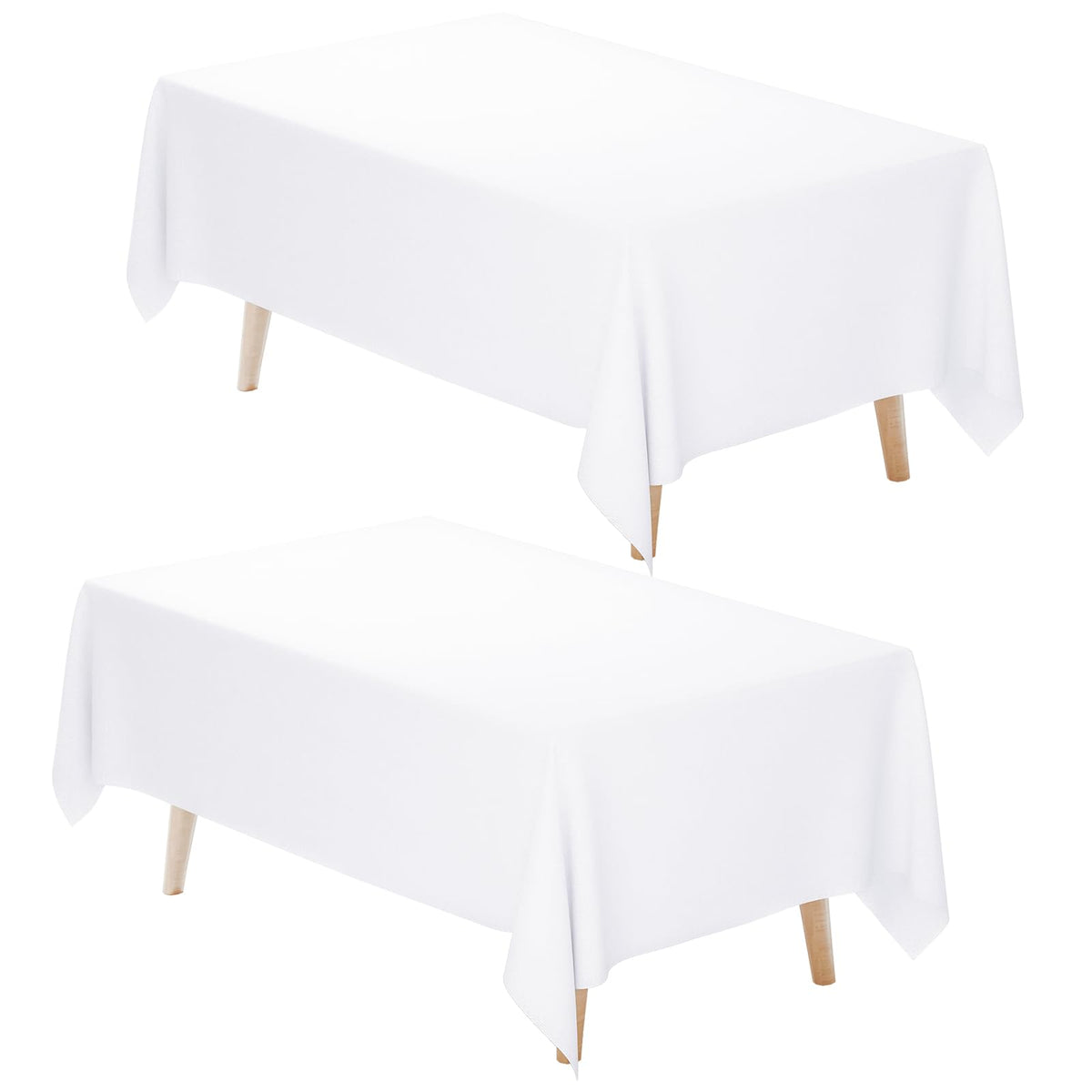 Fixwal white tablecloth on a 6 ft rectangular table with a 15-inch drop for elegant dining.