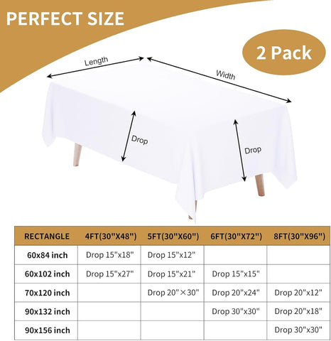 Fixwal white tablecloth suitable for indoor and outdoor dining setups.