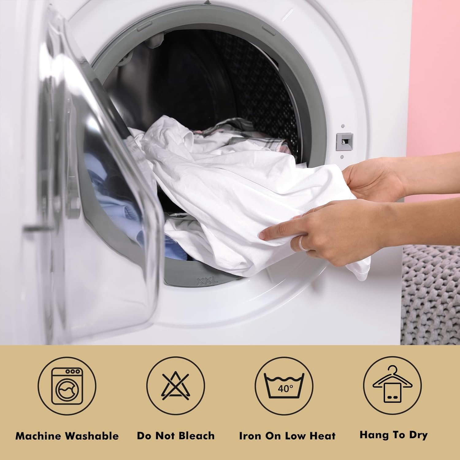 Machine-washable Fixwal white tablecloth offers easy cleaning and reuse.