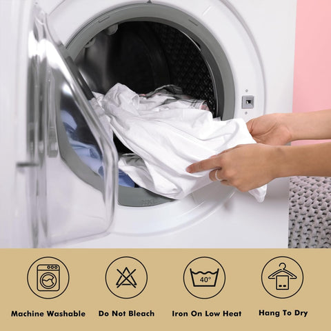Machine-washable Fixwal white tablecloth offers easy cleaning and reuse.