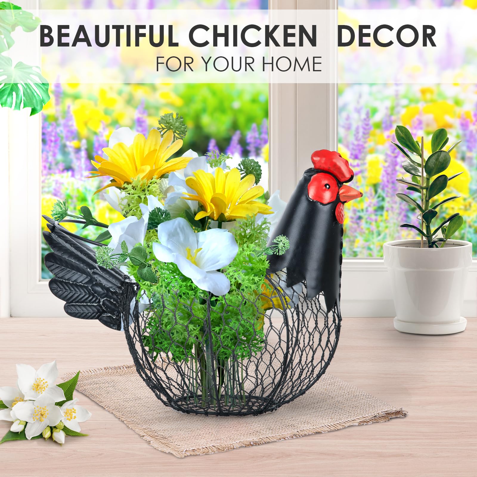FJAXLJGYP rustic black rooster decor doubles as a fruit bowl