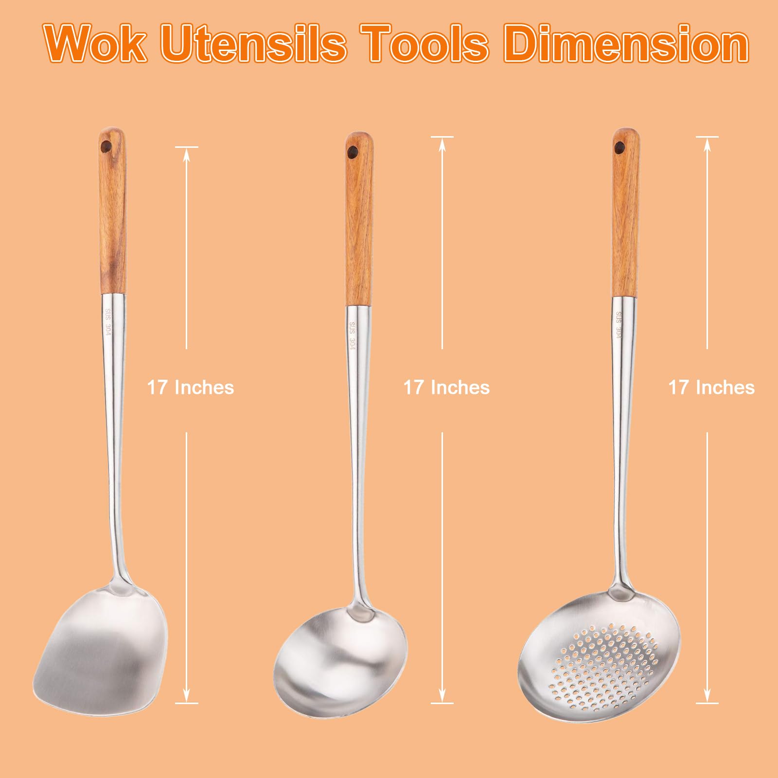 FJNATINH wooden handle emphasizes ergonomic grip during cooking