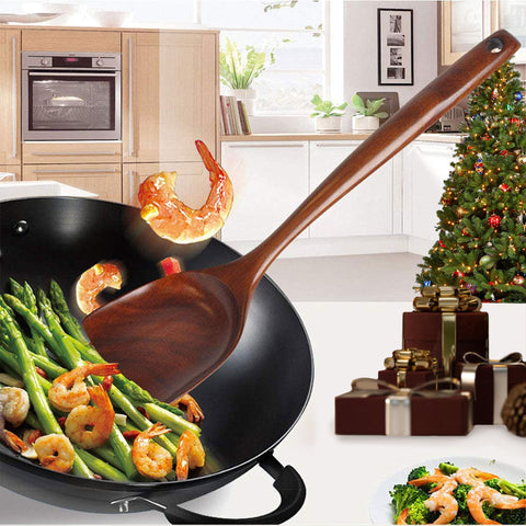 FJNATINH teak utensils with heat resistance for reliable cooking.