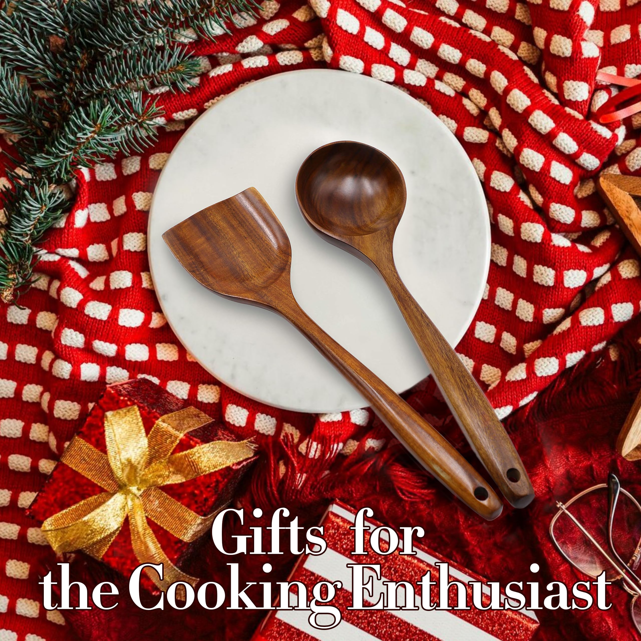 FJNATINH wooden utensils protect non-stick surfaces against scratches.