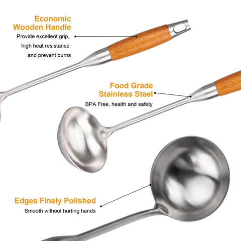 FJNATINH ergonomic grip ladle offers precise control.