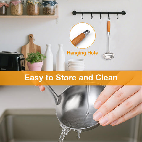 FJNATINH heavy-duty ladle for soups, stews, gravies.