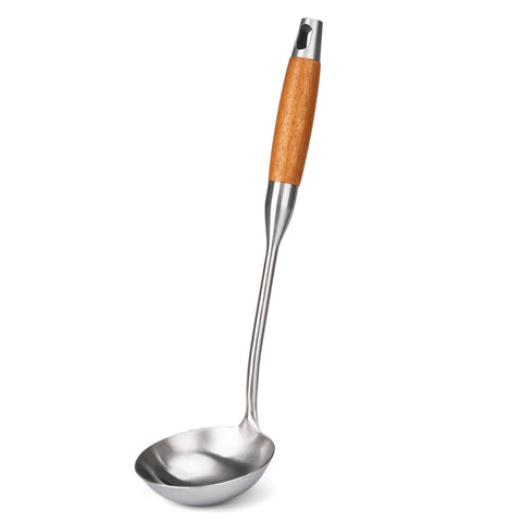 FJNATINH stainless steel soup ladle demonstrates rust-resistant durability for daily serving.