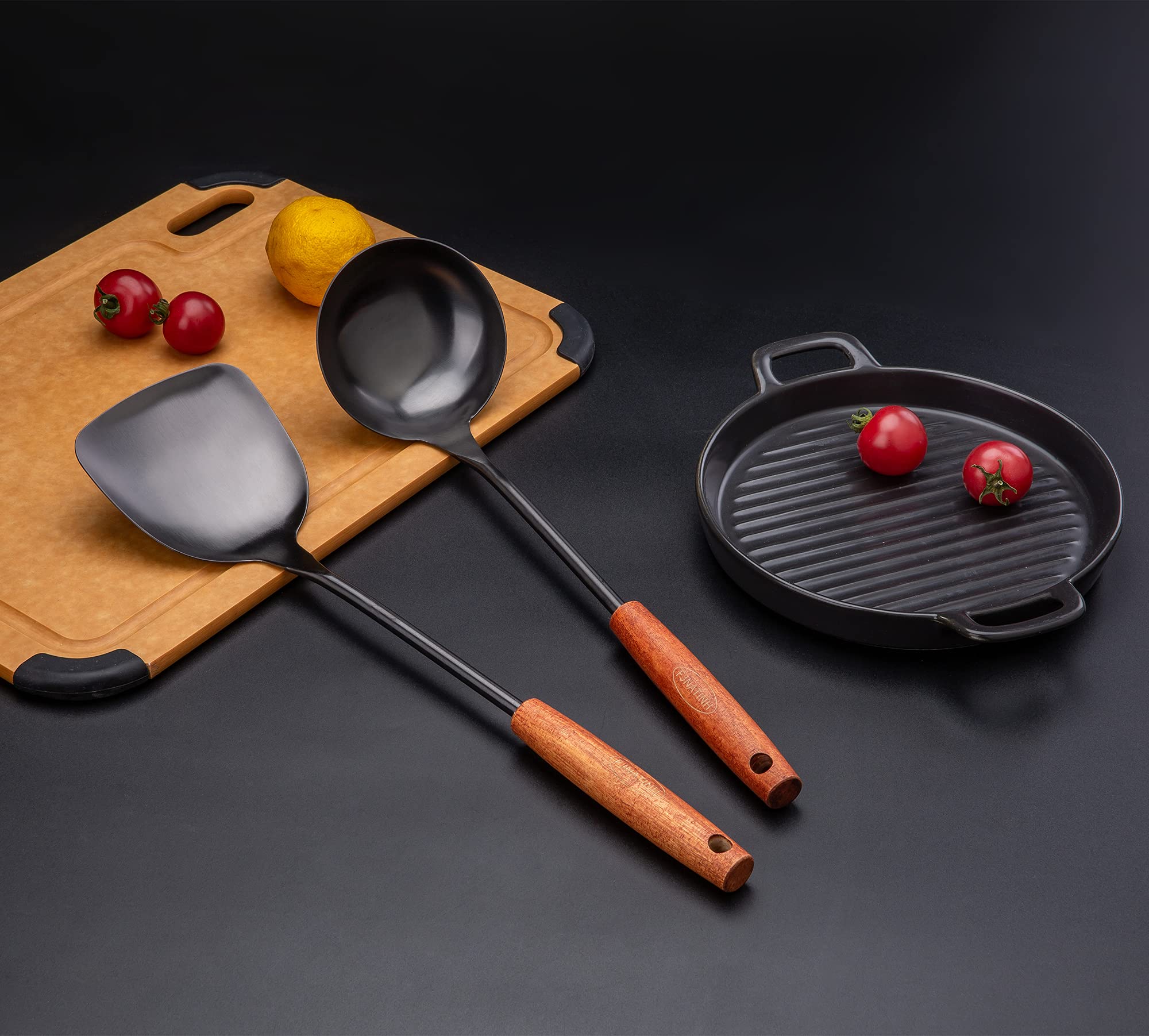 FJNATINH stainless steel wok spatula durable and corrosion-resistant for daily cooking.