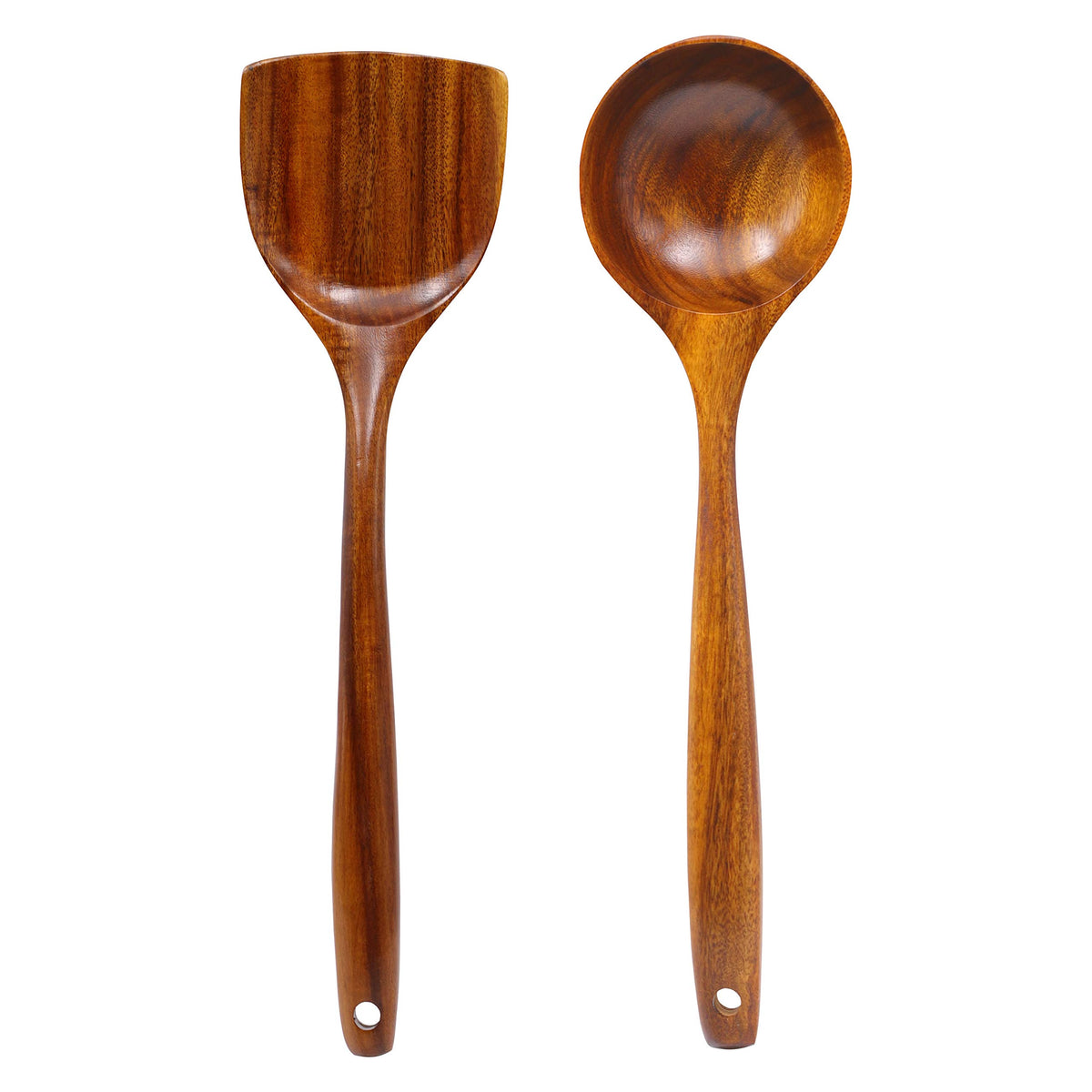 FJNATINH teak wok spatula ready for high-heat cooking and non-stick protection.
