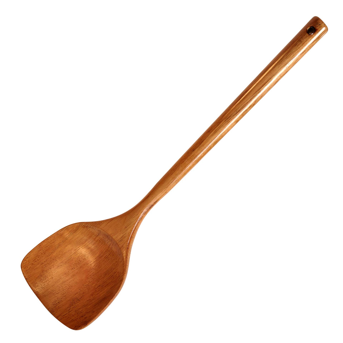 FJNATINH wooden spatula with long handle for safe stirring near hot pots.
