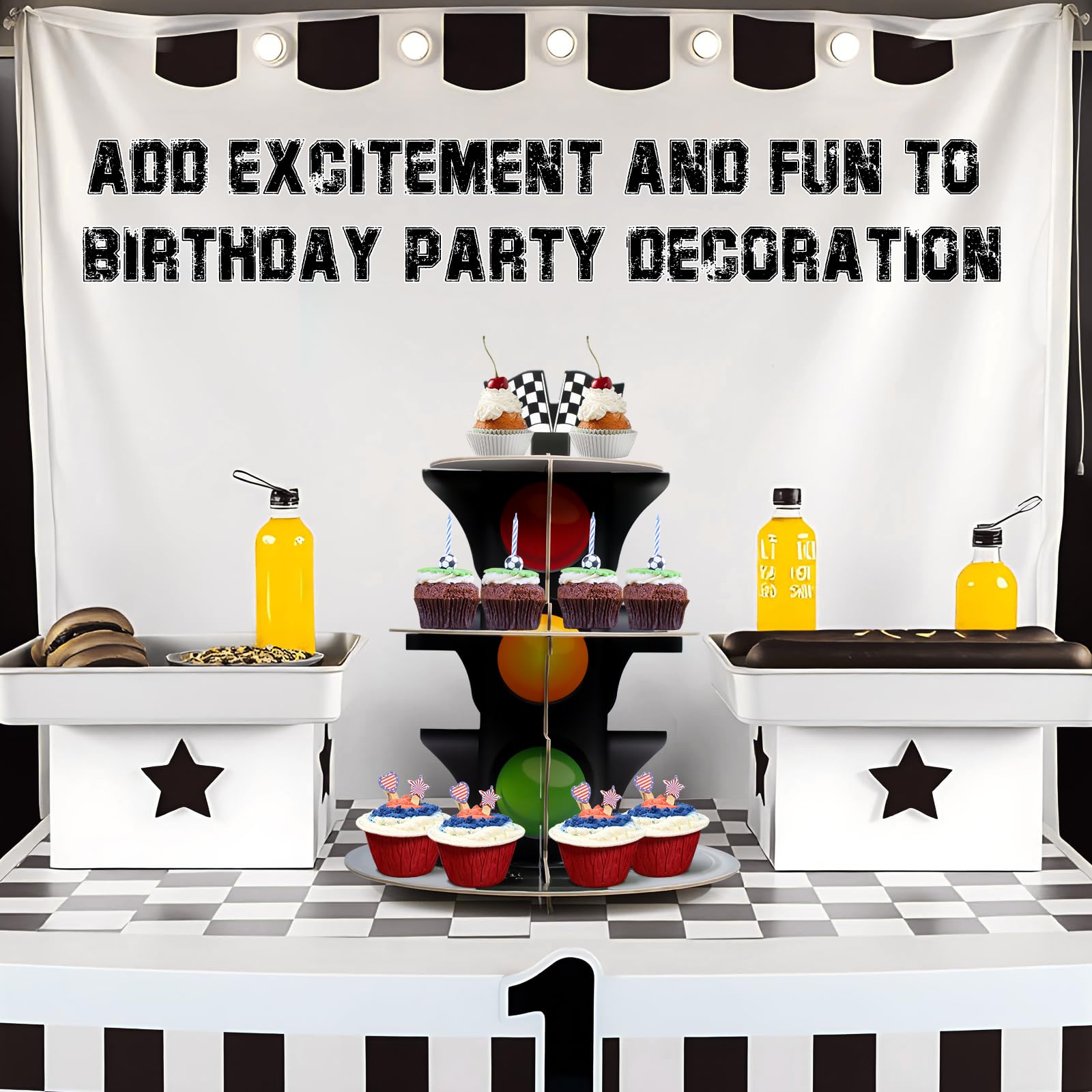 Fjoron cupcake stand holds 8-12 treats for balanced party spread.