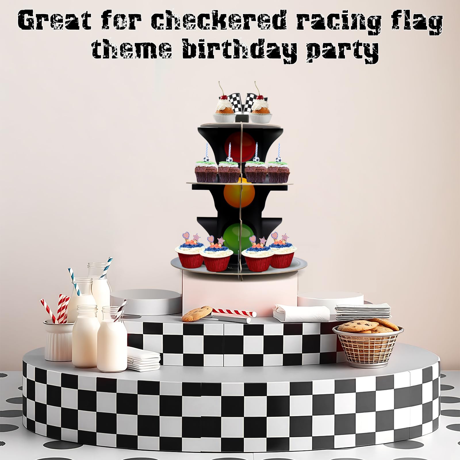 Fjoron durable cardboard stand withstands party use and storage.