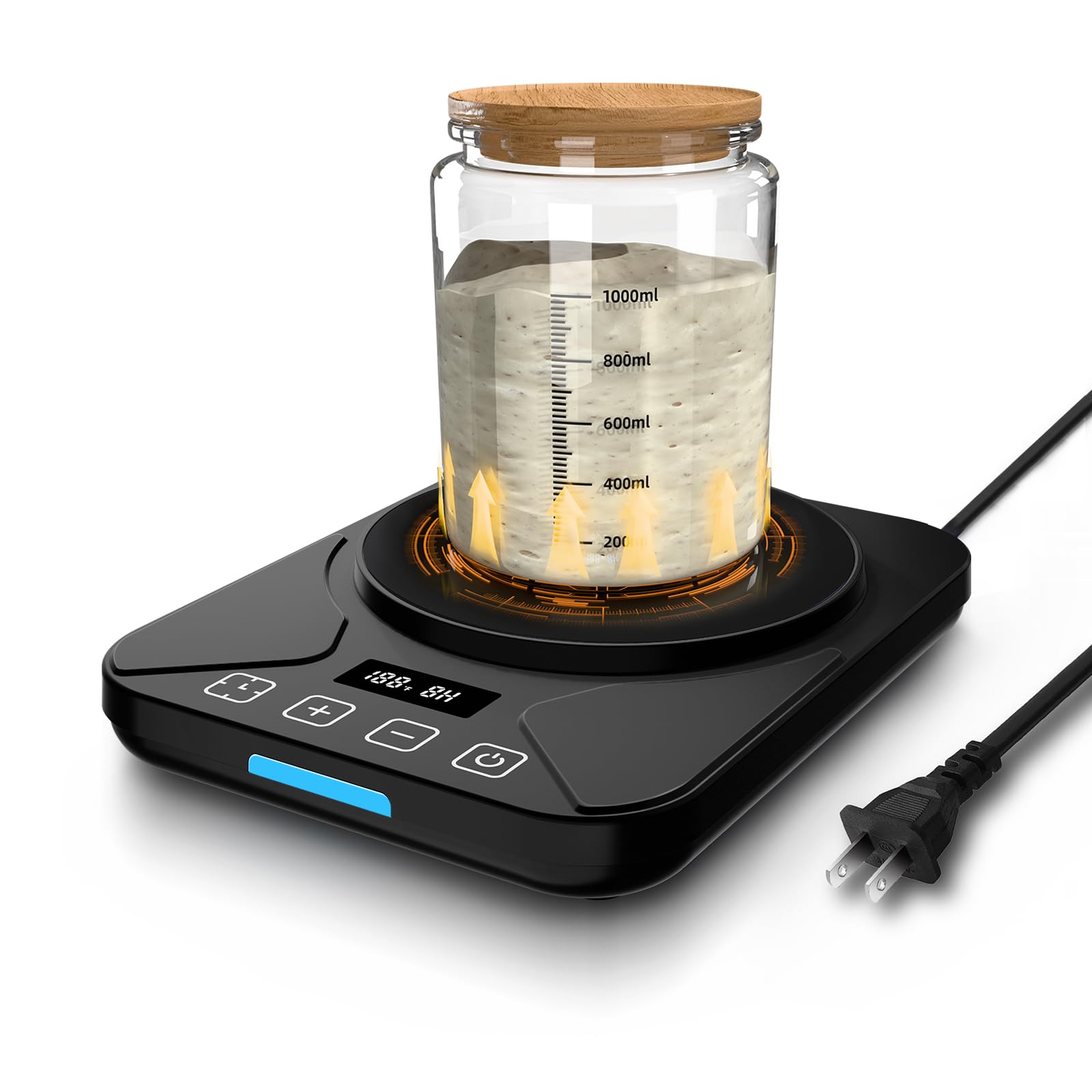 FJR Sourdough Starter Warmer Mat with 24h timer keeps your starter evenly warm