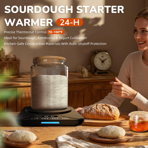 FJR Sourdough Starter Warmer Mat precision thermostat maintains steady temperatures