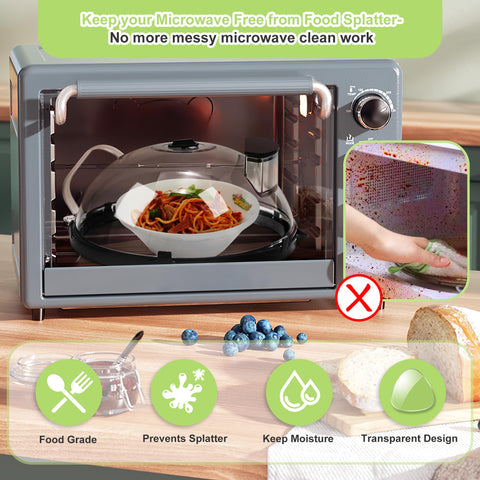 Fkprorjv clear 10in plate cover protects microwave from grease splatters.