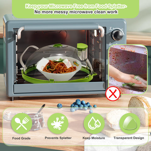 Fkprorjv clear 10-inch plate cover for even heating without direct contact.