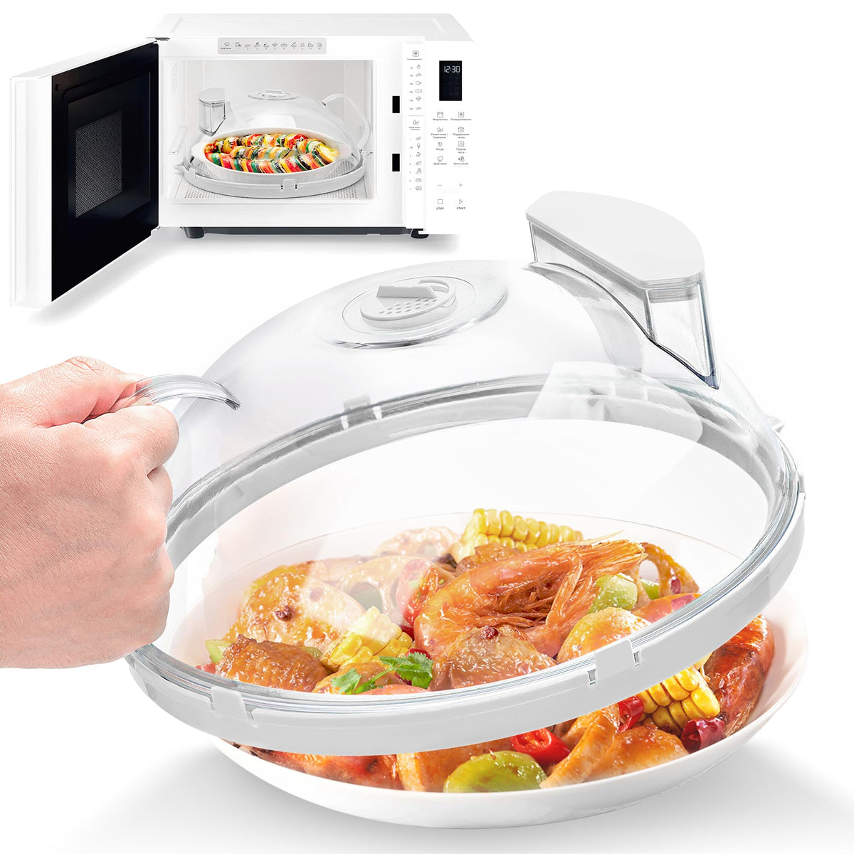 Fkprorjv microwave splatter cover with steam keeps meals moist and microwave clean