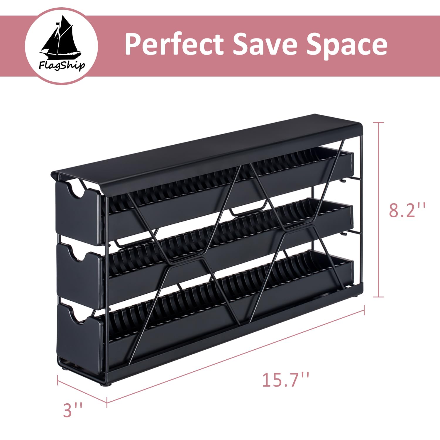 FlagShip black metal pod organizer combines durability with sleek design.