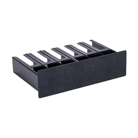 FlagShip coffee pod holder interior raised triangle fixes capsules firmly in place.