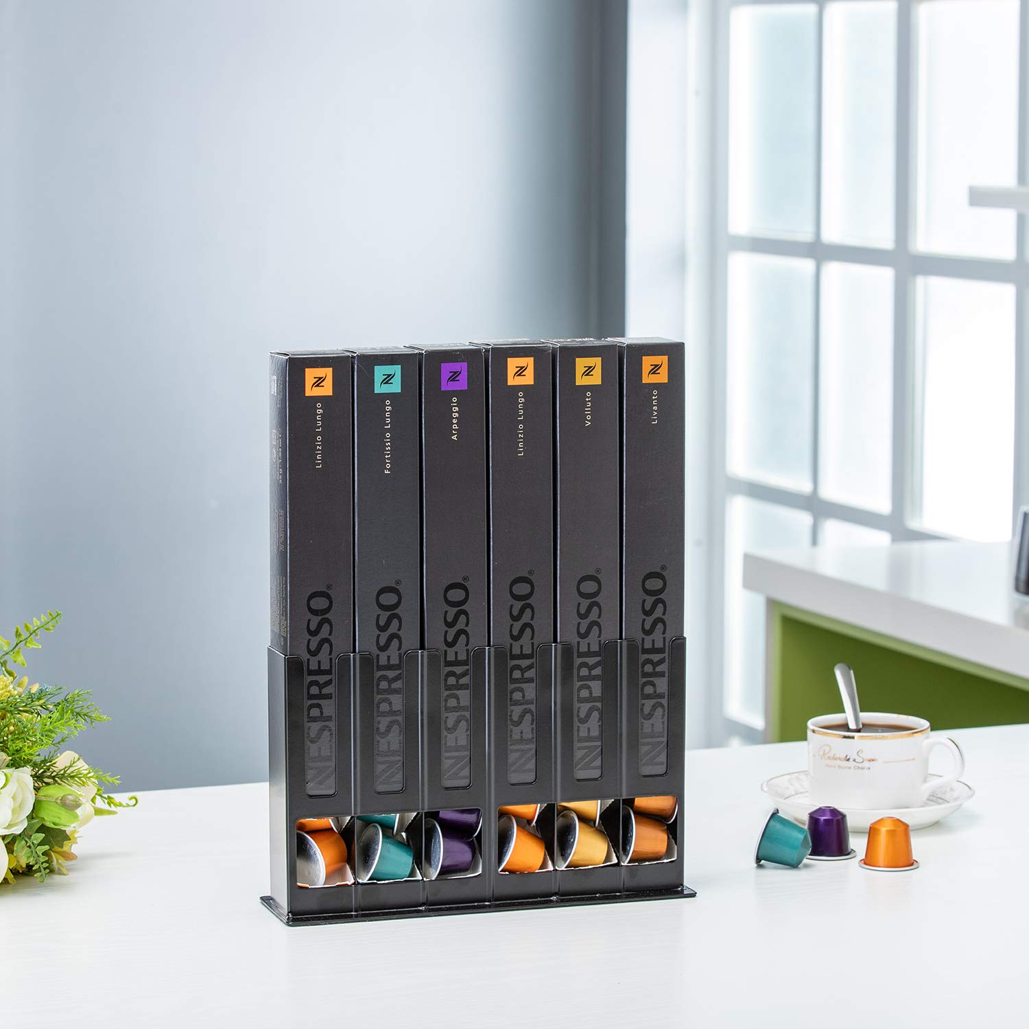FlagShip coffee pod holder non-slip base keeps pods secure during use.
