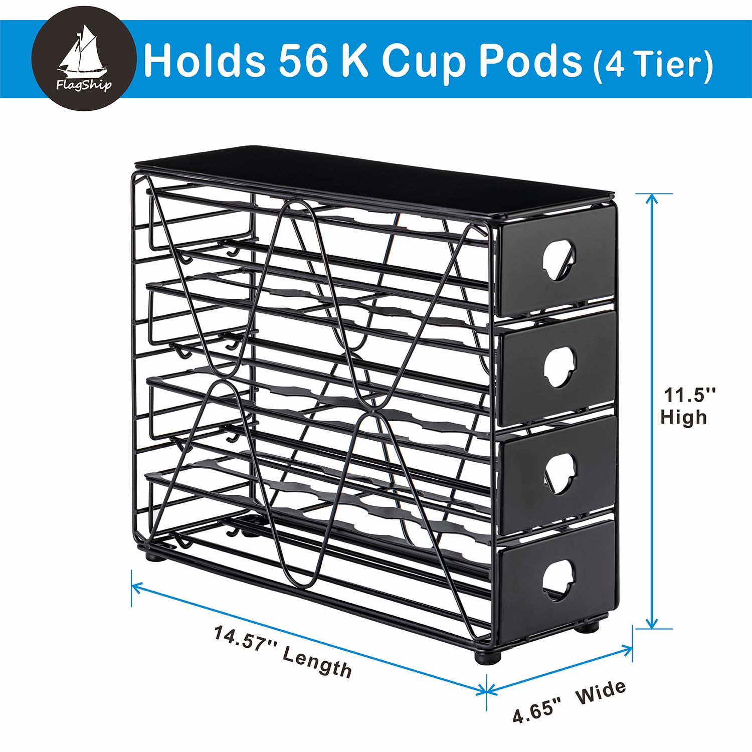 FlagShip K Cup Holder pull-out drawer for easy pod access and restocking