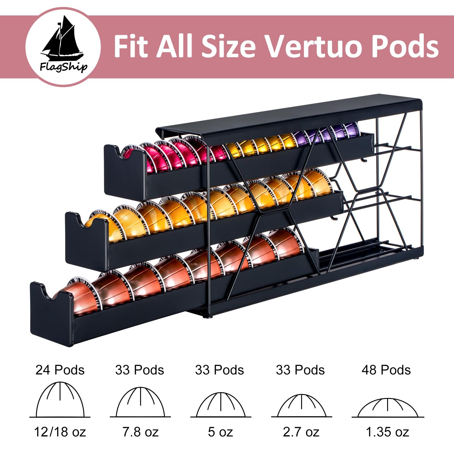 FlagShip durable black-coated steel construction for long-term use.