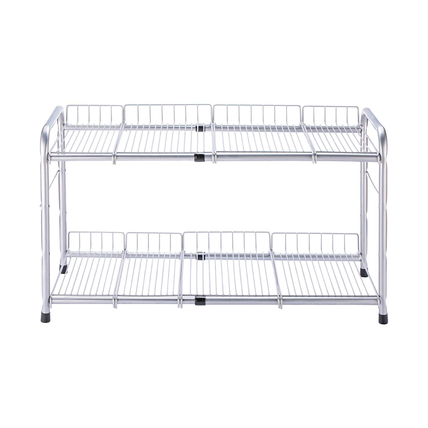 FlagShip expandable under-sink organizer extended to 25 inches for wider storage reach