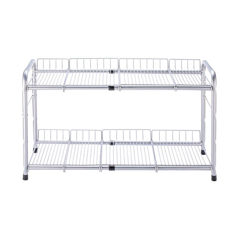 FlagShip expandable under-sink organizer extended to 25 inches for wider storage reach