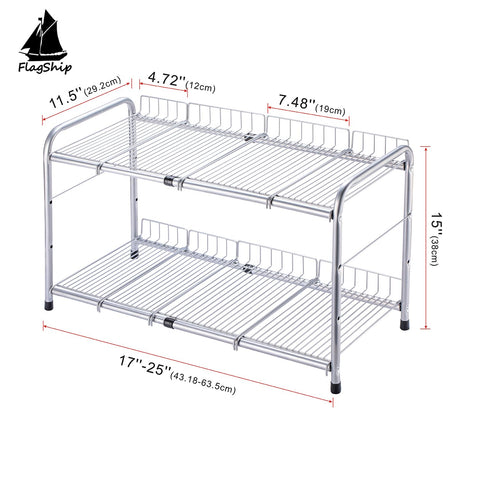 FlagShip under-sink organizer mounted with two-tier rack for efficient cabinet space use